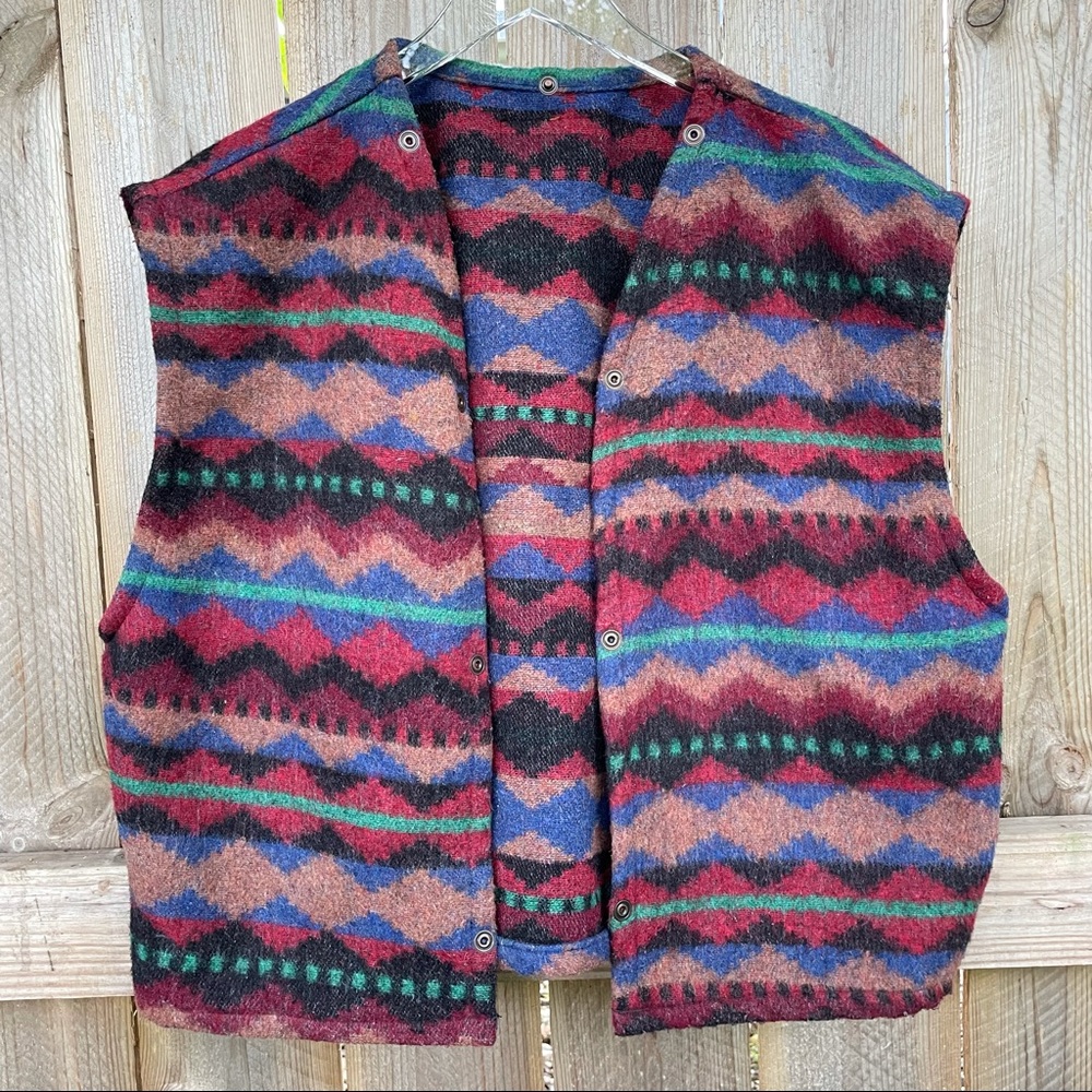 ID Wear vest Aztec southwestern large boho Wool Blend